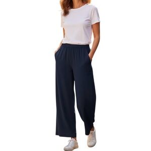 GS GLOBAL Wide Leg Navy Blue Harajuku Casual Baggy Korean Sport Pants L NWOT